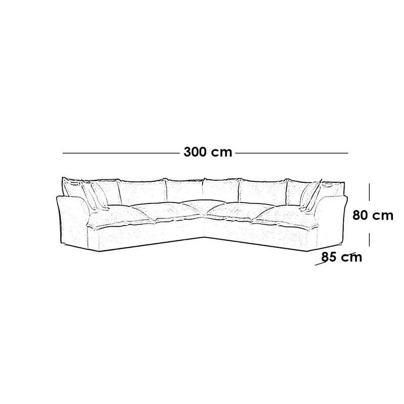 Malazhouse Beech Wood and Linen L-Shape Sofa - Beige - Image 3